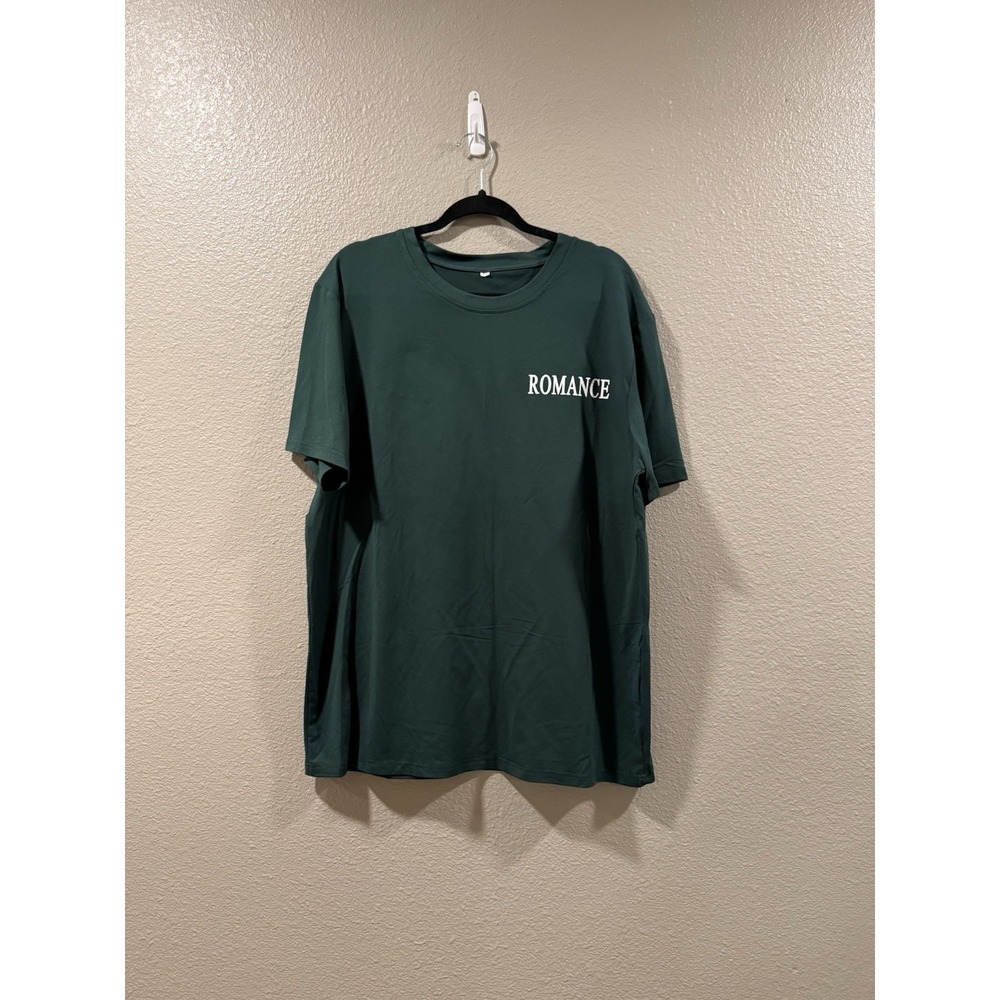 Romance‎ Green Graphic Print Men's Crew Neck Short Sleeve Polyester T-Shirt XL